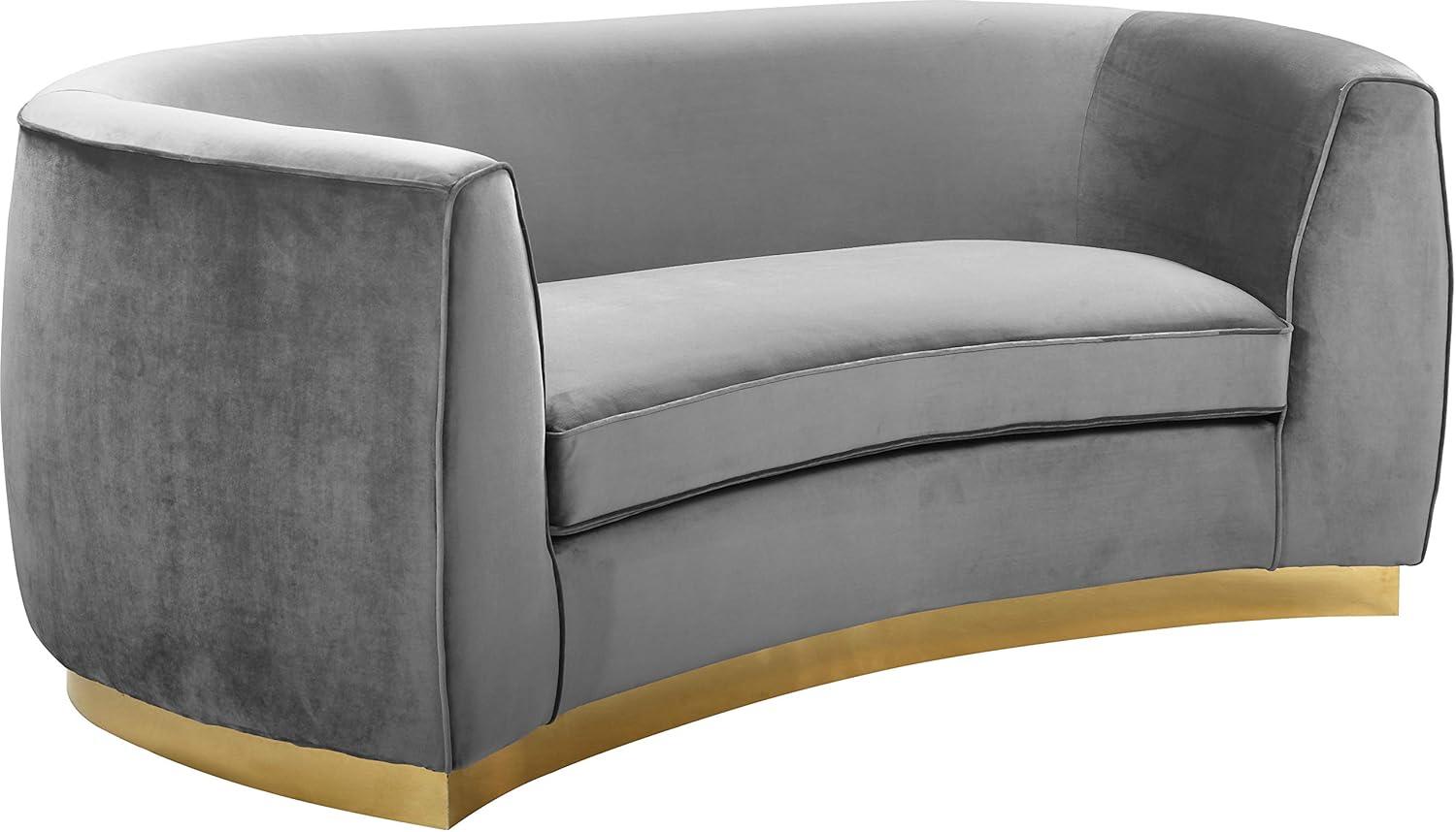 Julian Gray Velvet Loveseat with Gold Stainless Steel Base