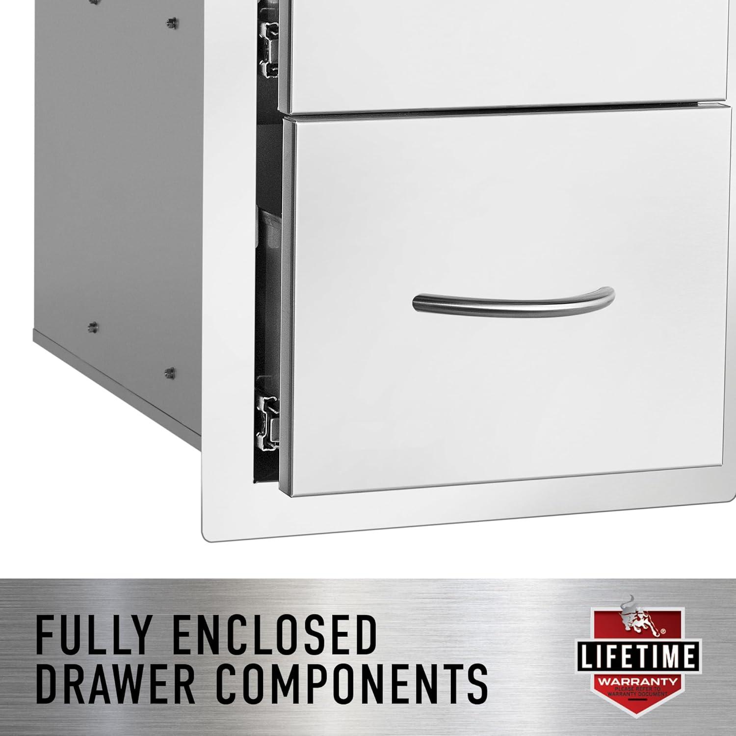 30" Stainless Steel Outdoor Storage Door and Drawer Combo