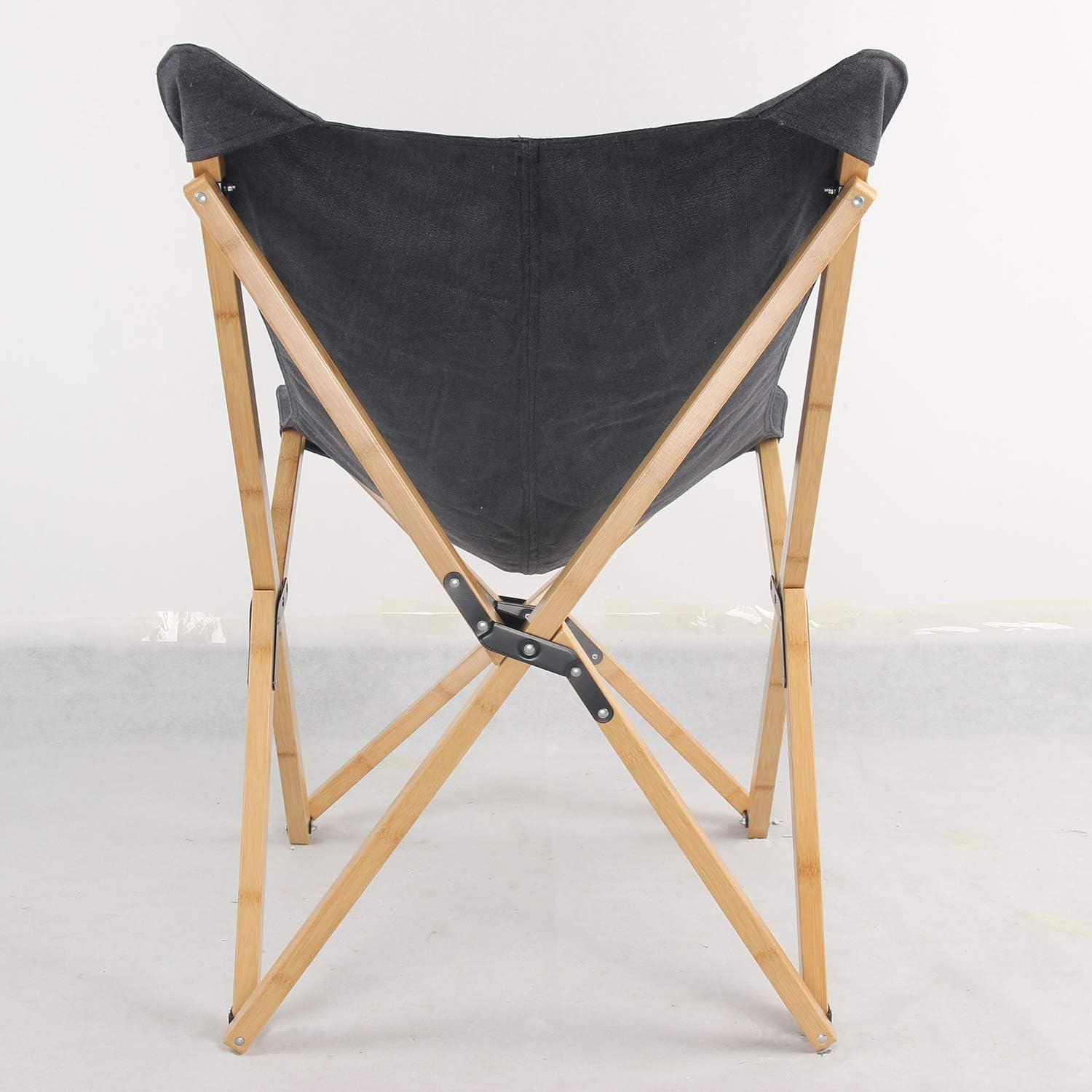 AmeriHome Canvas and Bamboo Butterfly Chair for Adults- Black