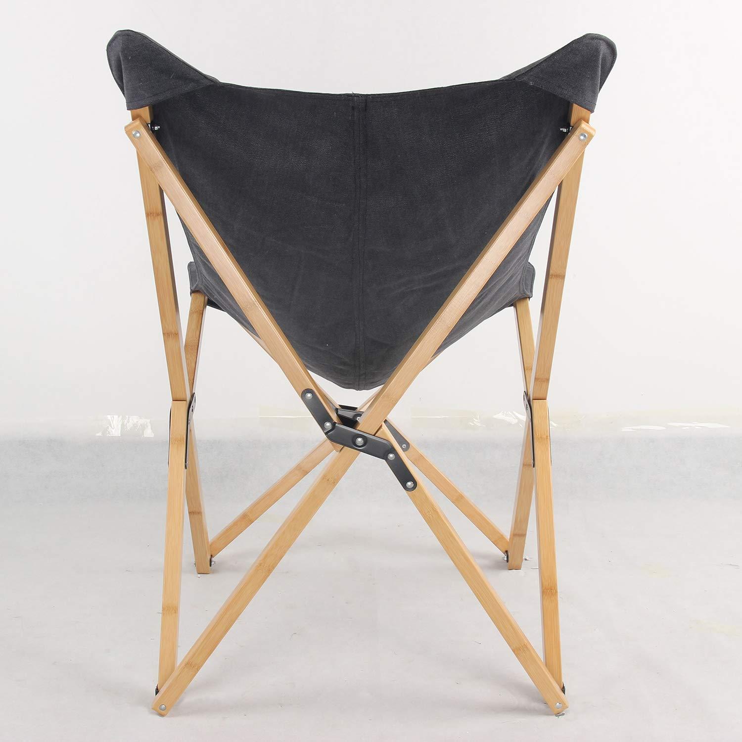 AmeriHome Canvas and Bamboo Butterfly Chair for Adults- Black