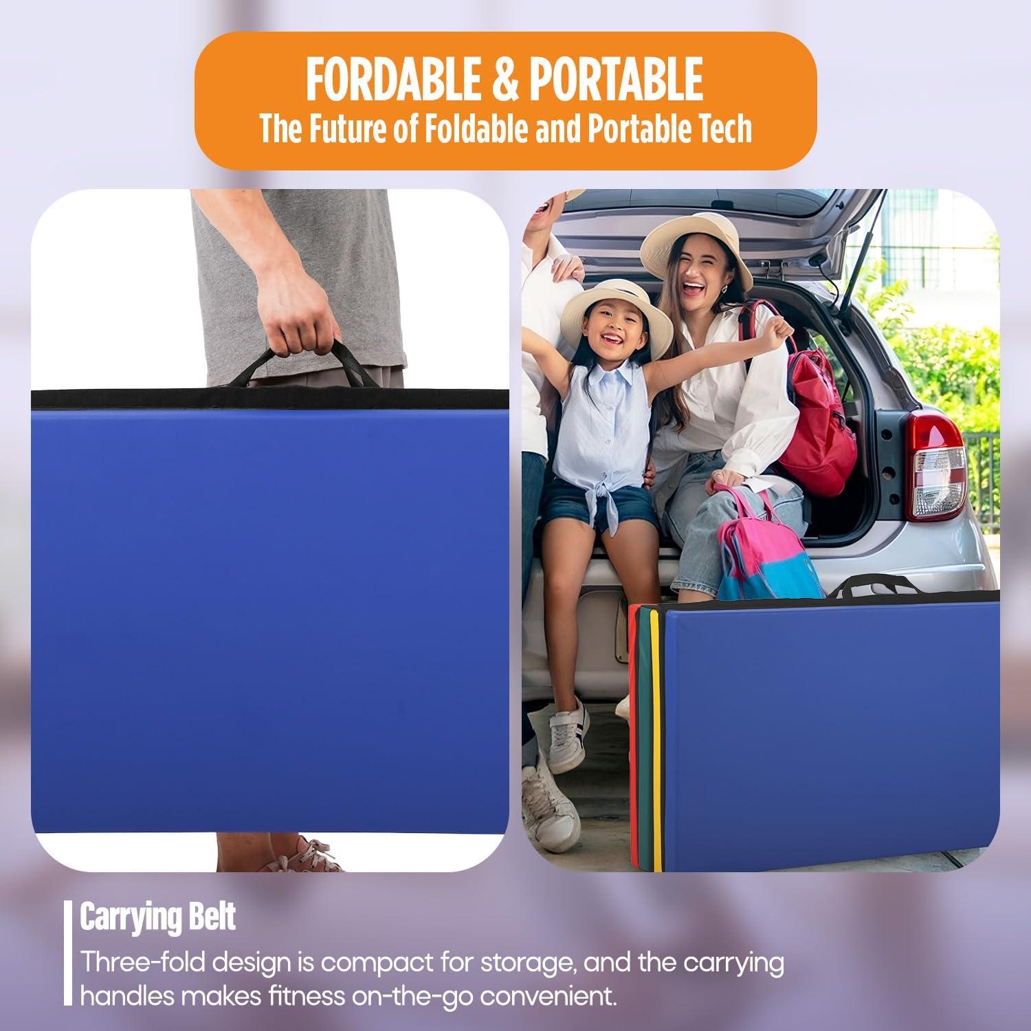 Gymnastics Mats Tumbling Mats Foldable Portable Gymnastics Exercise Mat Thick Gymnastics Tumbling Mats Exercise Pad Home Exercise Panel Mat With Carrying Handles