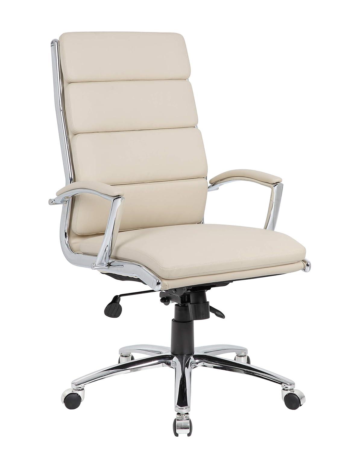 Contemporary Striped Executive Office Chair Beige with Lumbar Support & Casters - Boss Office Products