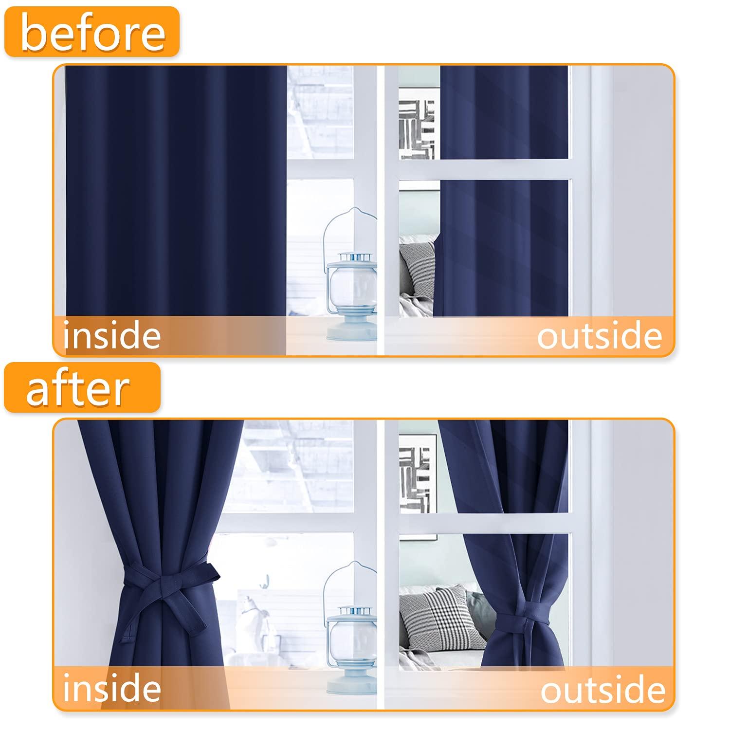 NICETOWN Navy Blackout Curtains Set of 2, W52 x L63 - Navy Blackout Curtains 63 inches Long for French Door