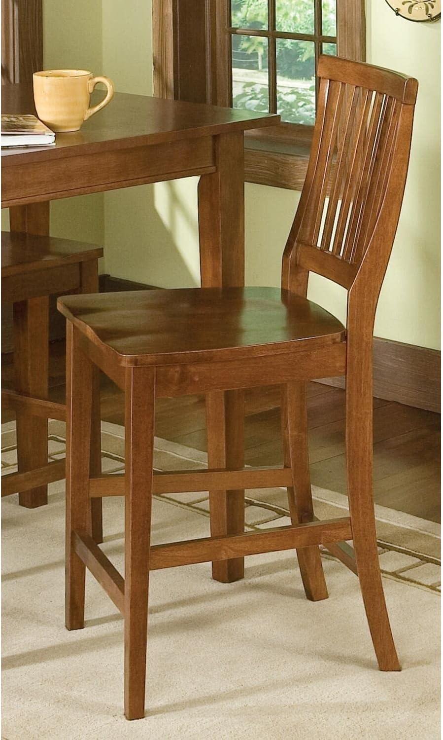 Arts and Crafts Counter Height Barstool Hardwood/Cottage Oak - Home Styles: Kitchen Island High Back Chair