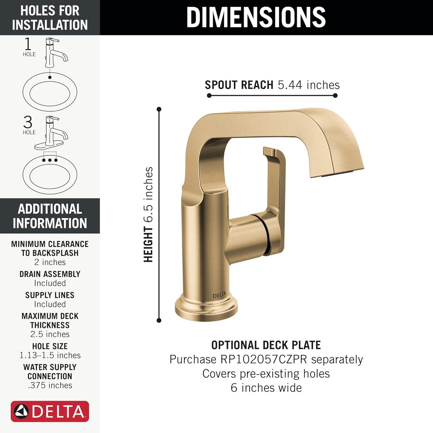 Tetra Single Hole Bathroom Faucet, Single Handle Bathroom Sink Faucet with Drain Assembly