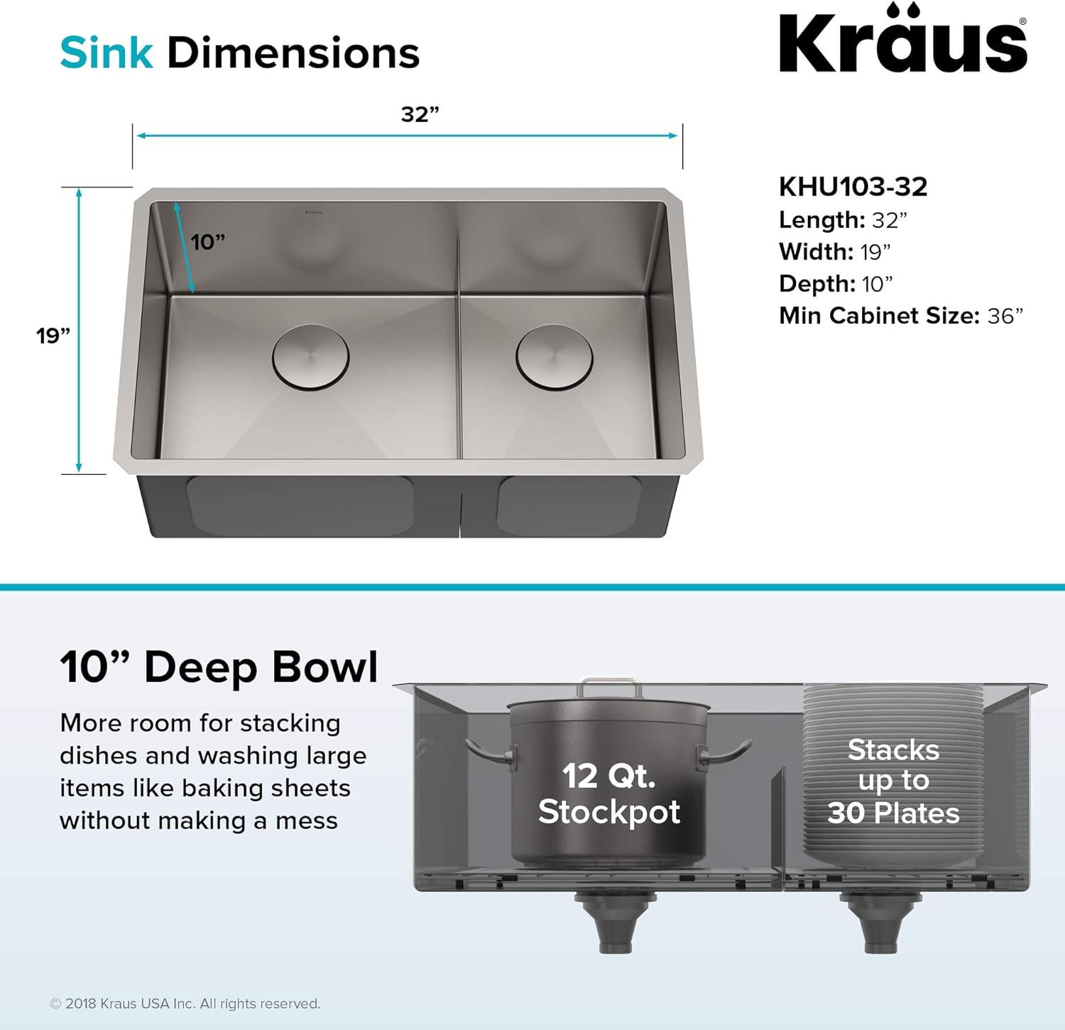 KRAUS Standart PRO™ Undermount 60/40 Double Bowl 16 Gauge Stainless Steel Kitchen Sink