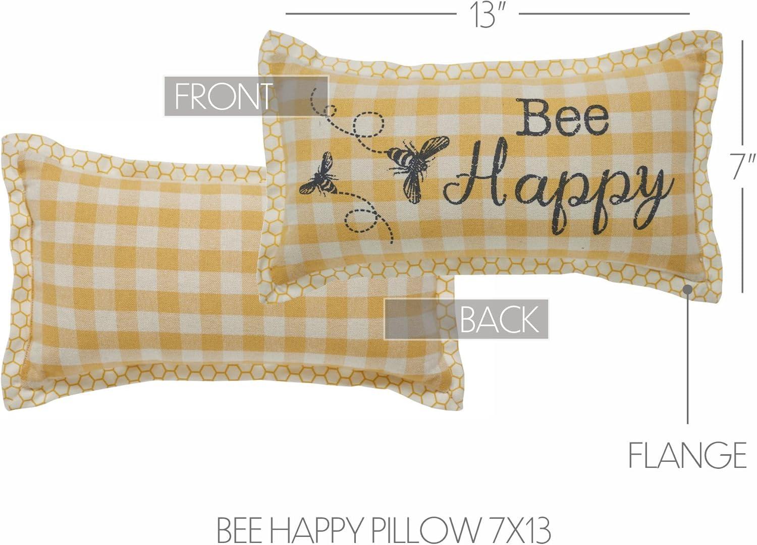 Buzzy Bees Plaid Cotton Reversible Throw Pillow