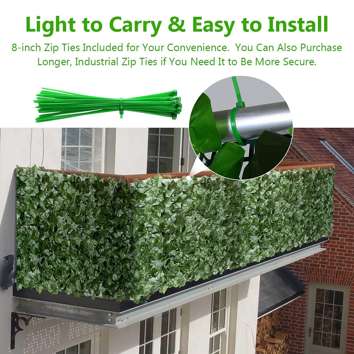 Eden's Decor Artificial Ivy Privacy Fence Screen 120"X40", Artificial Hedges Fence and Faux Ivy Vine Forest-Color/Mint Green Leaves Decoration for Outdoor Decor, Garden, Yard, Porch, Patio