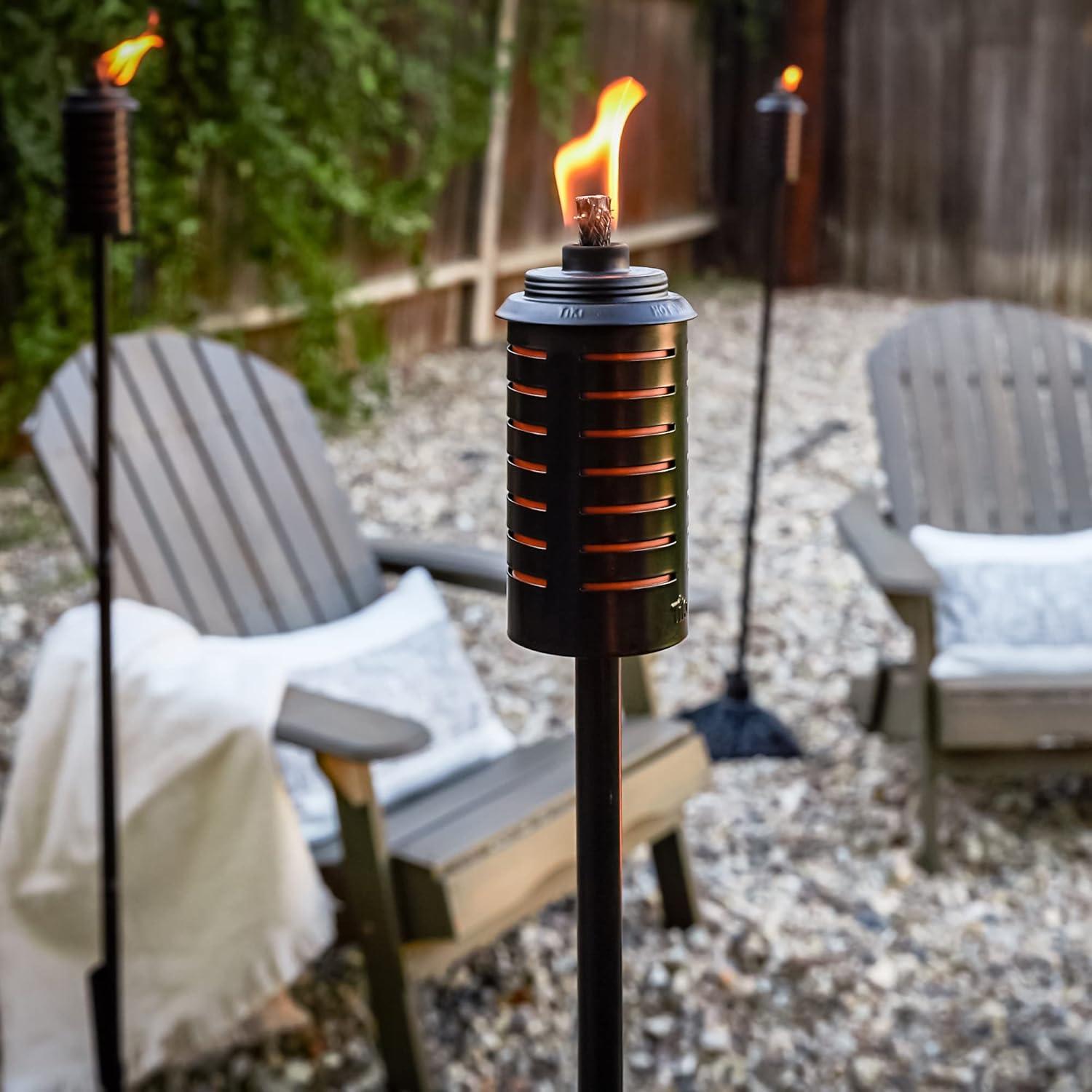 TIKI 2pk Sea Metal Torch: Freestanding Garden Torch with Easy Install & Refillable Canister