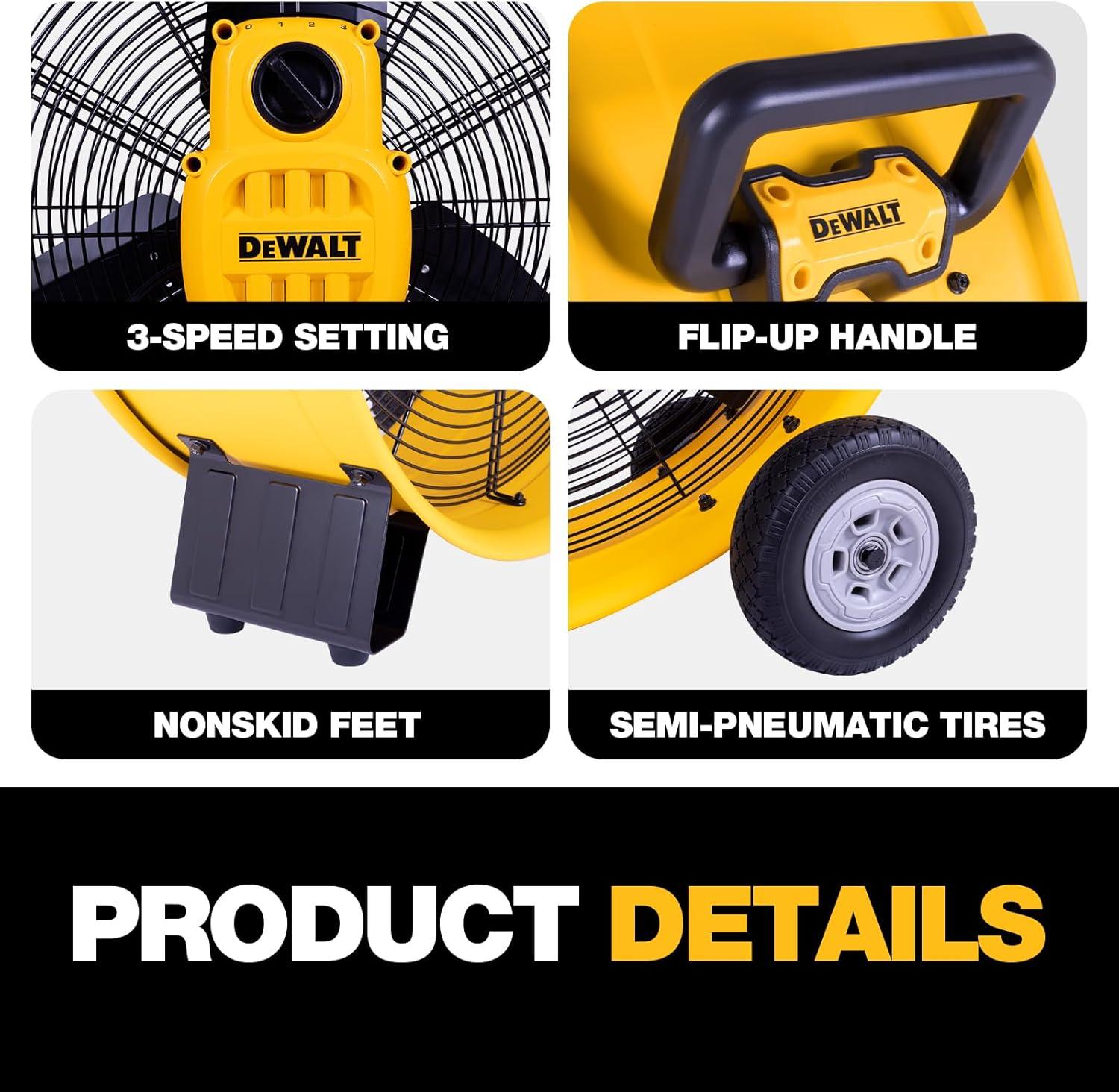Yellow High-Velocity 30" Industrial Drum Floor Fan with Metal Blades