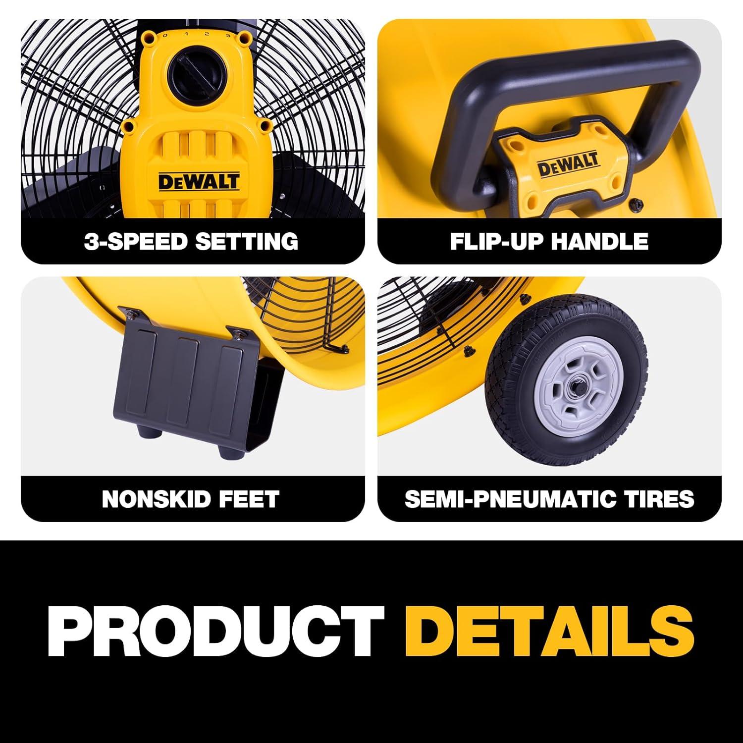 Yellow High-Velocity 30" Industrial Drum Floor Fan with Metal Blades