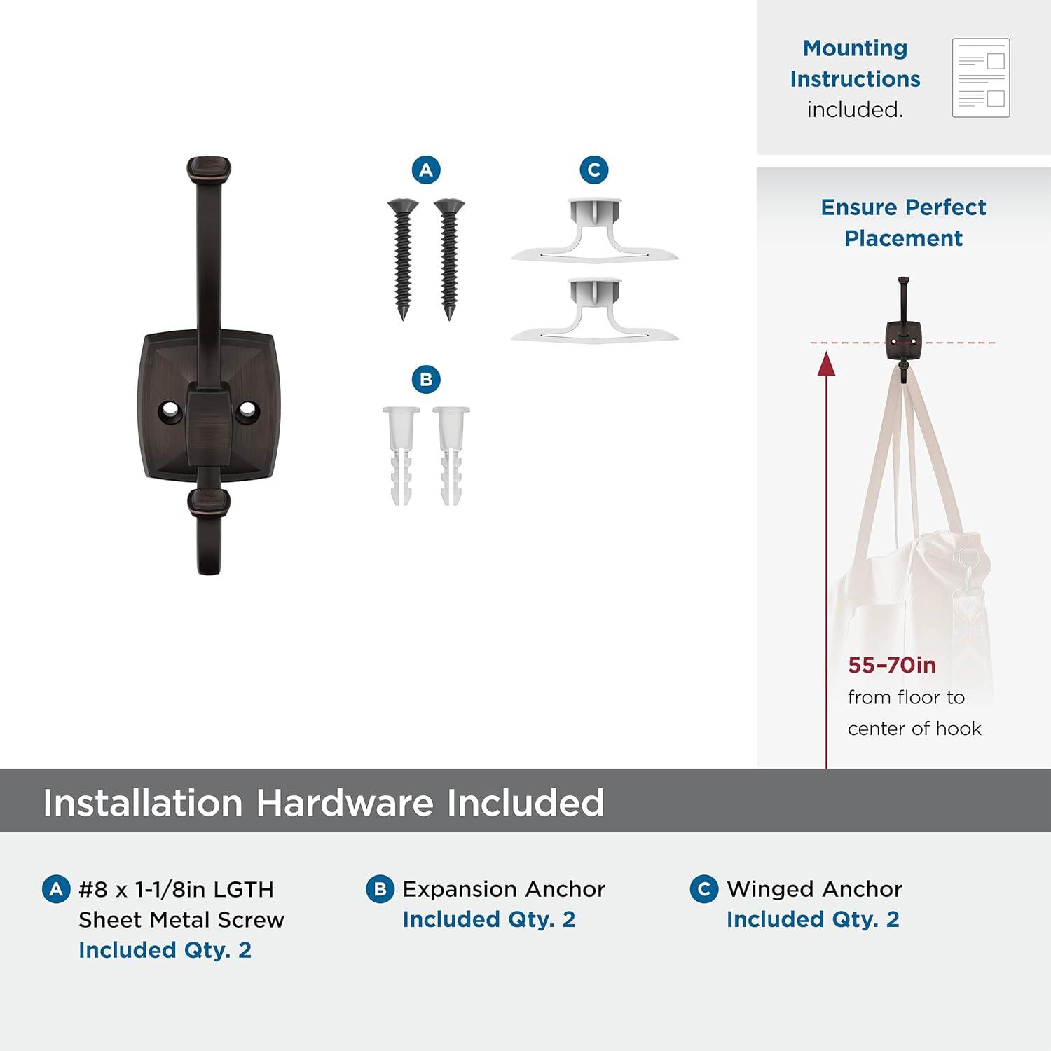 Kinsale Transitional Double Prong Decorative Wall Hook