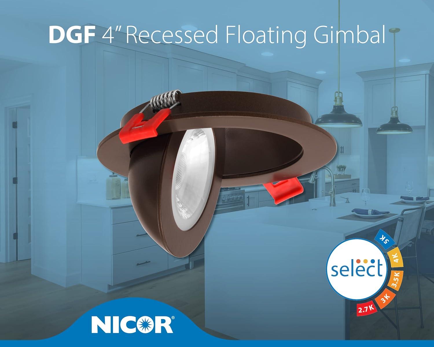 DGF43 4'' Selectable Color Temperature Dimmable Air-Tight IC Rated LED Canless Recessed Lighting Kit