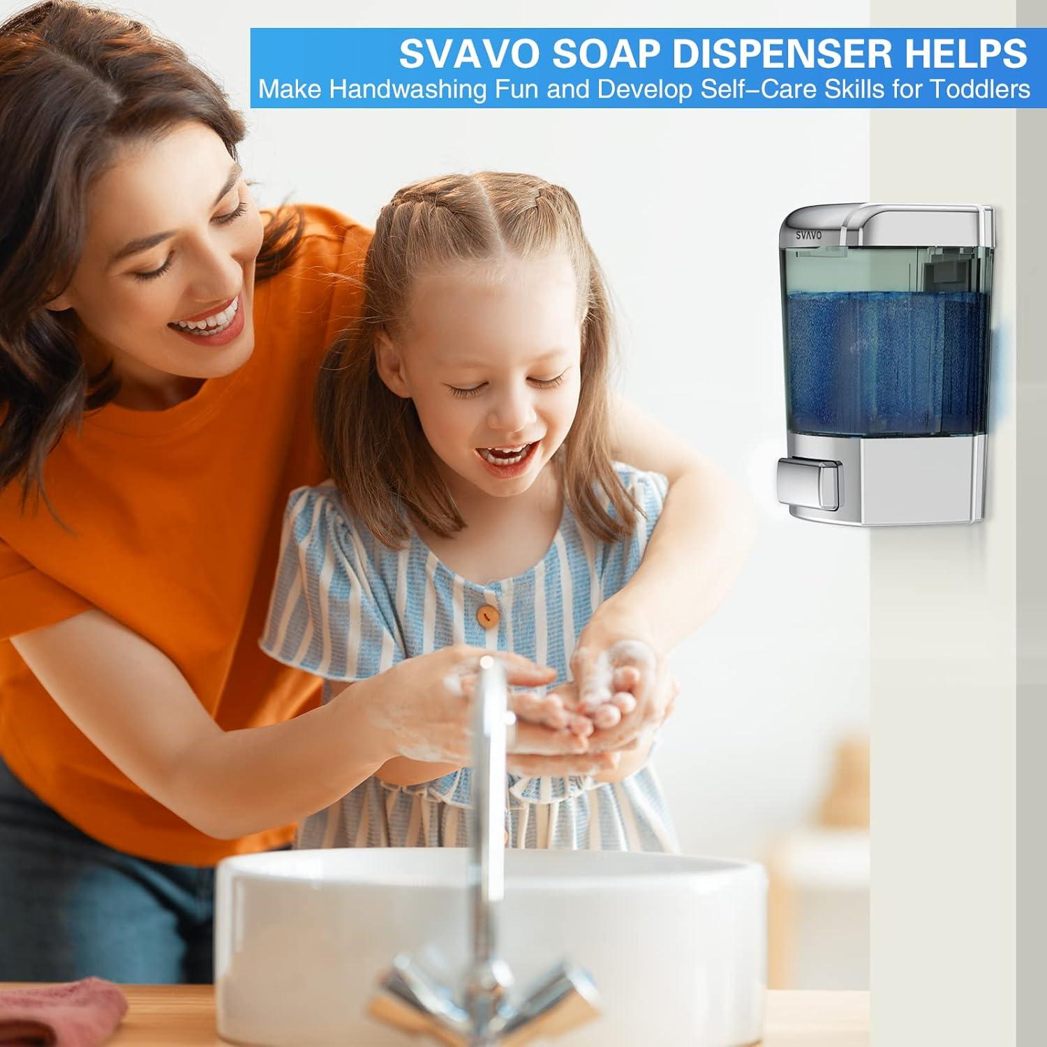 SVAVO Wall Mounted Soap Dispenser Kitchen Bathroom Manual Soap Dispenser Refillable Hand soap Dispenser for Liquid Contianers Shampoo Gel Chamber for Household Commerical 23.7oz (700ml) ABS