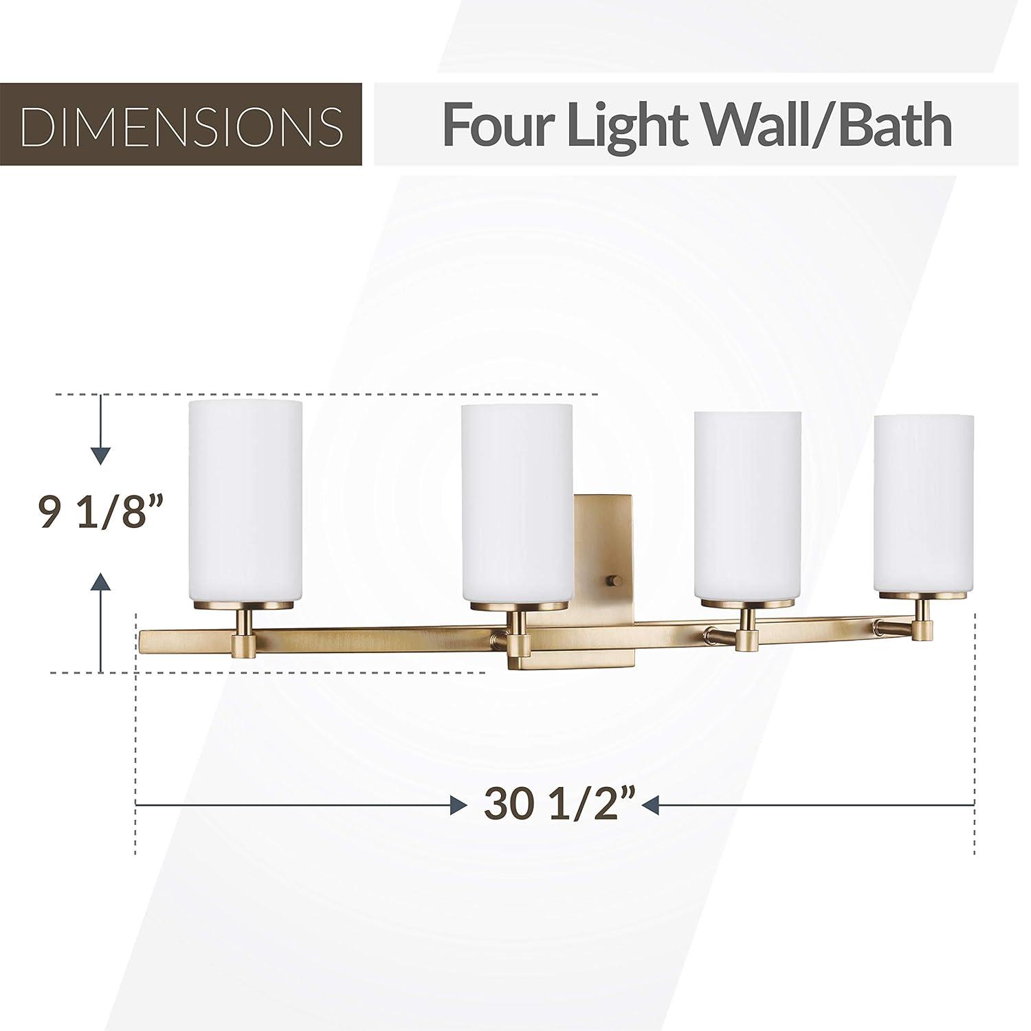 Alturas Satin Brass 4-Light Vanity with Etched White Glass