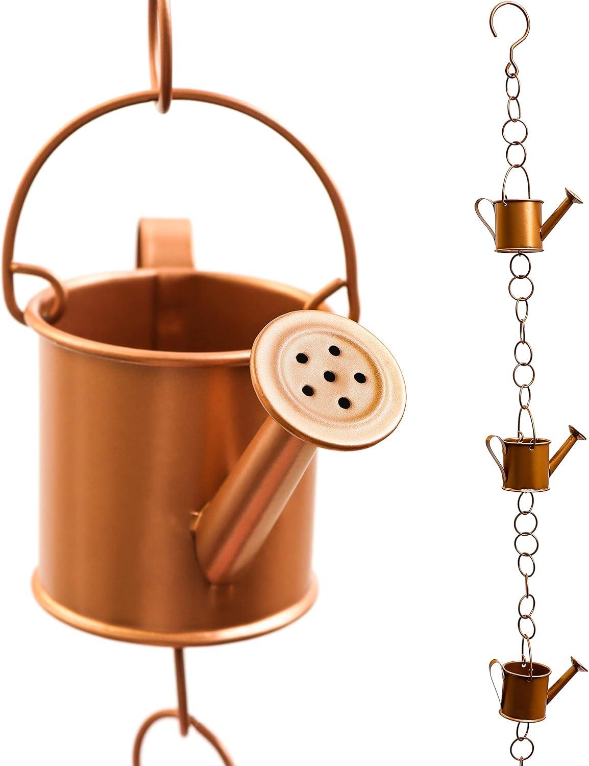 Copper Colored Rain Chain for Gutters & Downspouts (Watering Can Design)