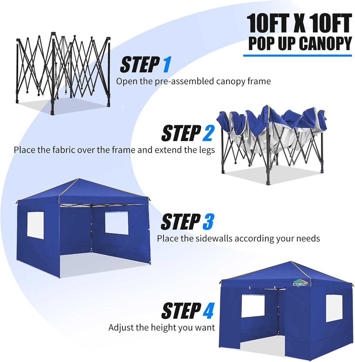 SANOPY 10x10 ft Pop up Canopy Tent Commercial Instant Canopy, Portable Outdoor Canopy with Sandbags for Beach Camping Party Event Shelter Sun Shade