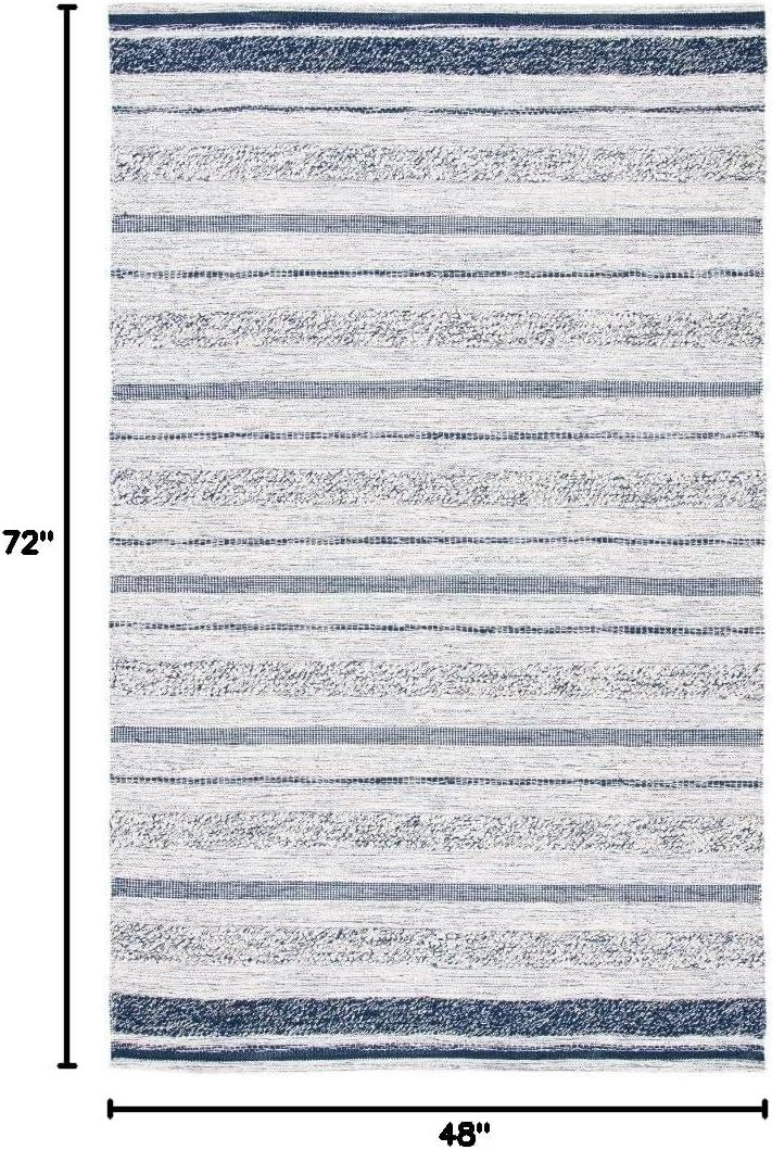 Striped Kilim STK517 Hand Woven Area Rug - Ivory/Navy - 4'x6' - Safavieh.