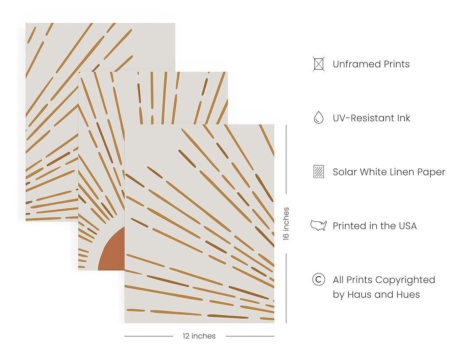 HAUS AND HUES Boho Art, Boho Pictures - Boho Pictures Wall Decor, Boho Posters, Scandinavian Wall Art, Sun Wall Art, Terracotta Wall Art Southwestern Decor Wall Art Mid Century Art (12x16 UNFRAMED)