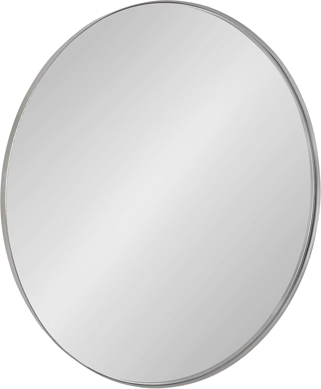 Kate & Laurel All Things Decor 28" Rollo Round Wall Mirror Silver: Modern Metal Frame, No Assembly Required