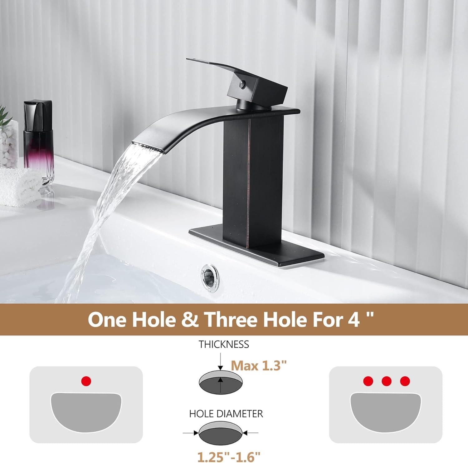 Oil Rubbed Bronze Single Handle Waterfall Bathroom Faucet