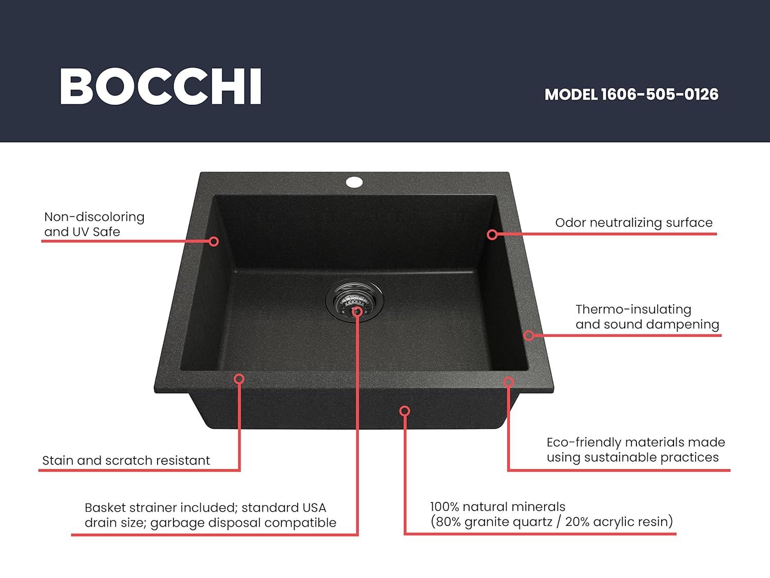 BOCCHI Campino 24'' L Single Bowl Granite Kitchen Sink 1606-505-0126