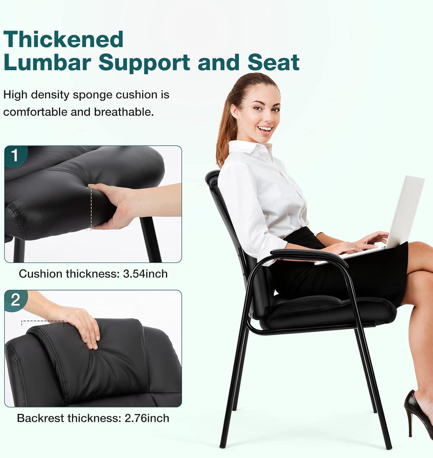 edx Executive Office Guest Chair - Stylish and Comfortable PU Leather Desk Chair with Lumbar Support and Padded Armrest, Perfect for Conference Rooms, Reception Areas, and Waiting Rooms.