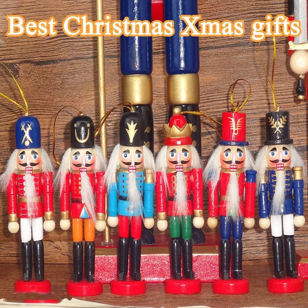 MOMOJIA Nutcracker Soldier Christmas Ornament Gifts Holidays Presents 6 Pcs 13cm Tall