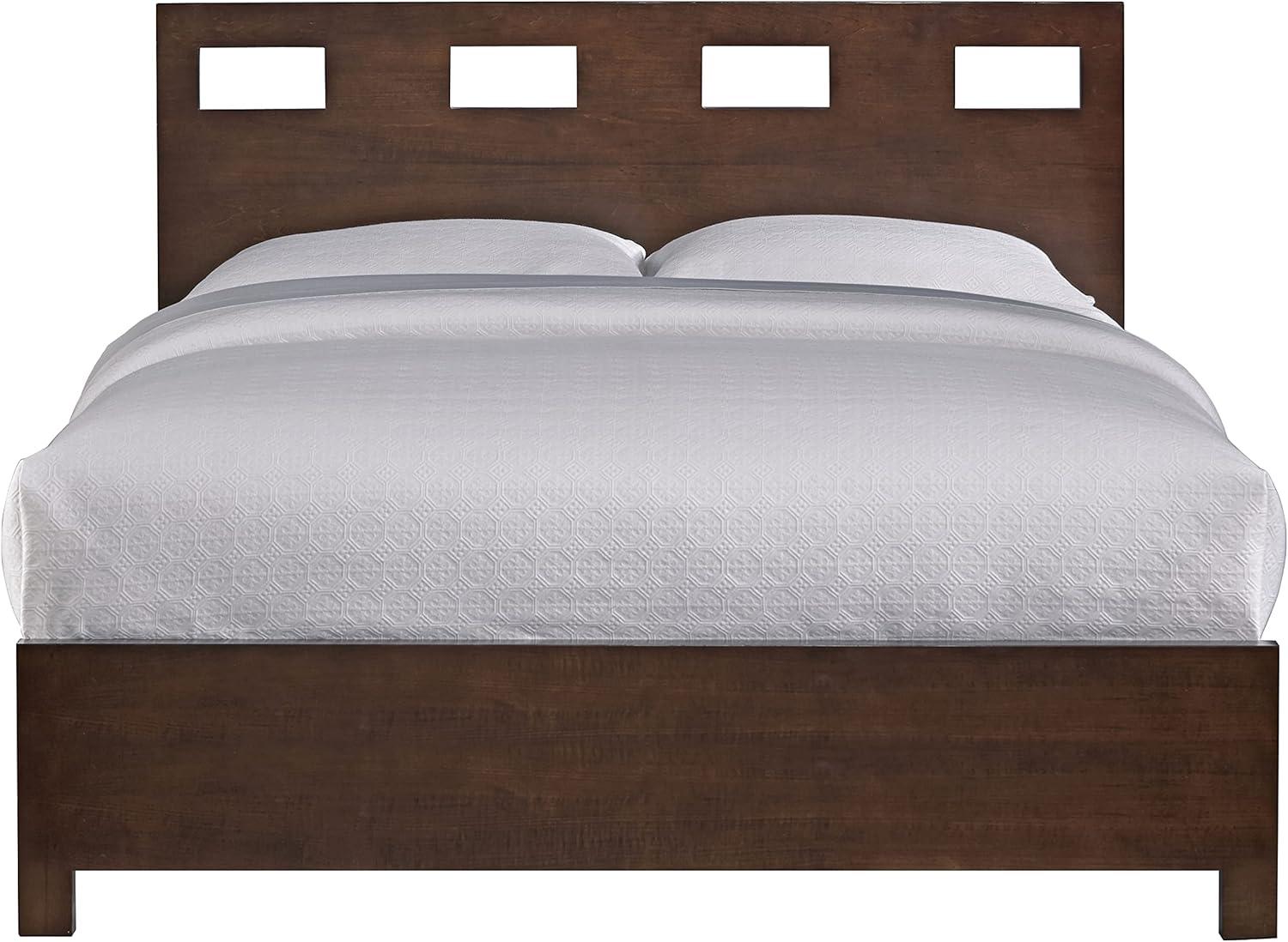 King-Sized Riva Storage Bed with Upholstered Wood Headboard in Chocolate Brown