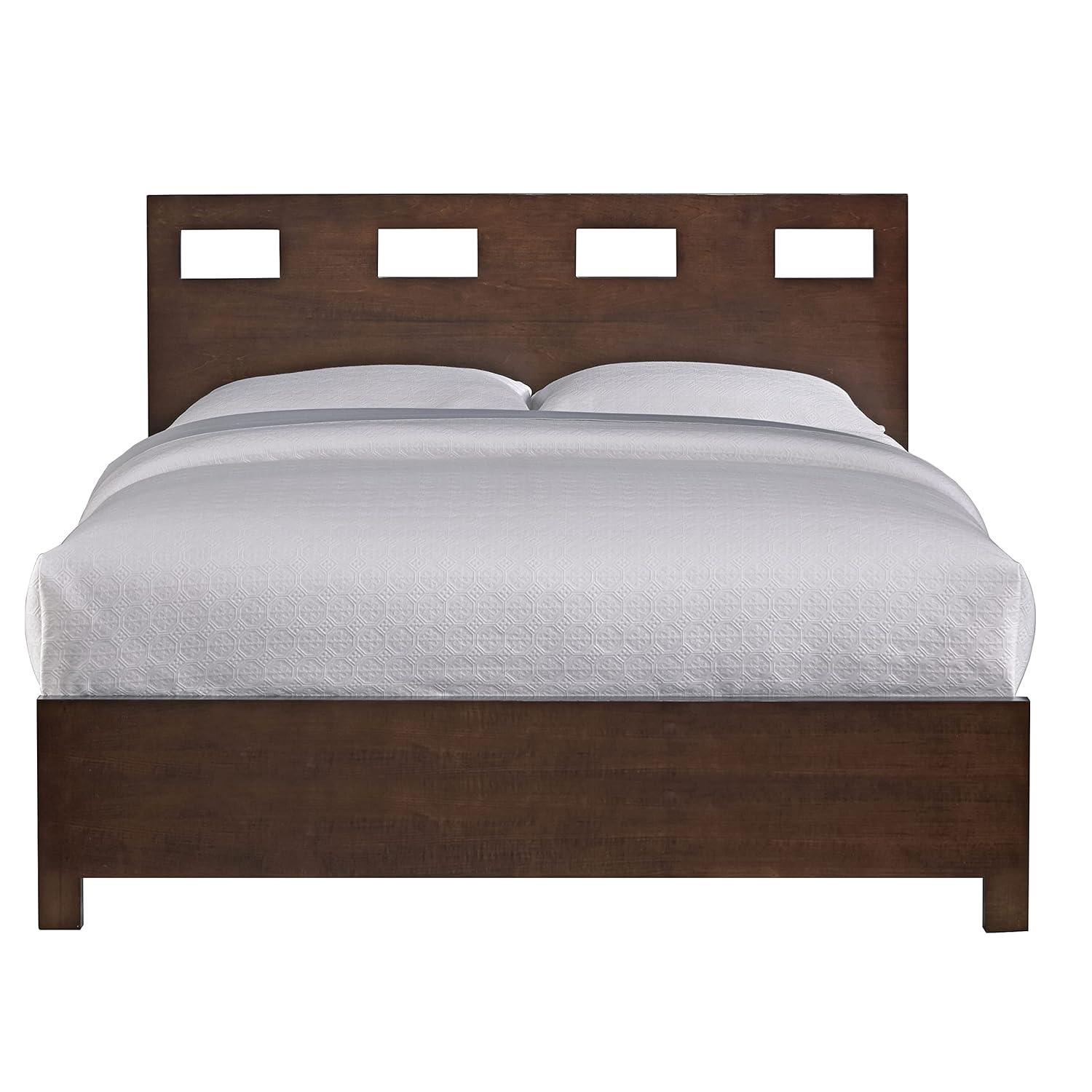 King-Sized Riva Storage Bed with Upholstered Wood Headboard in Chocolate Brown