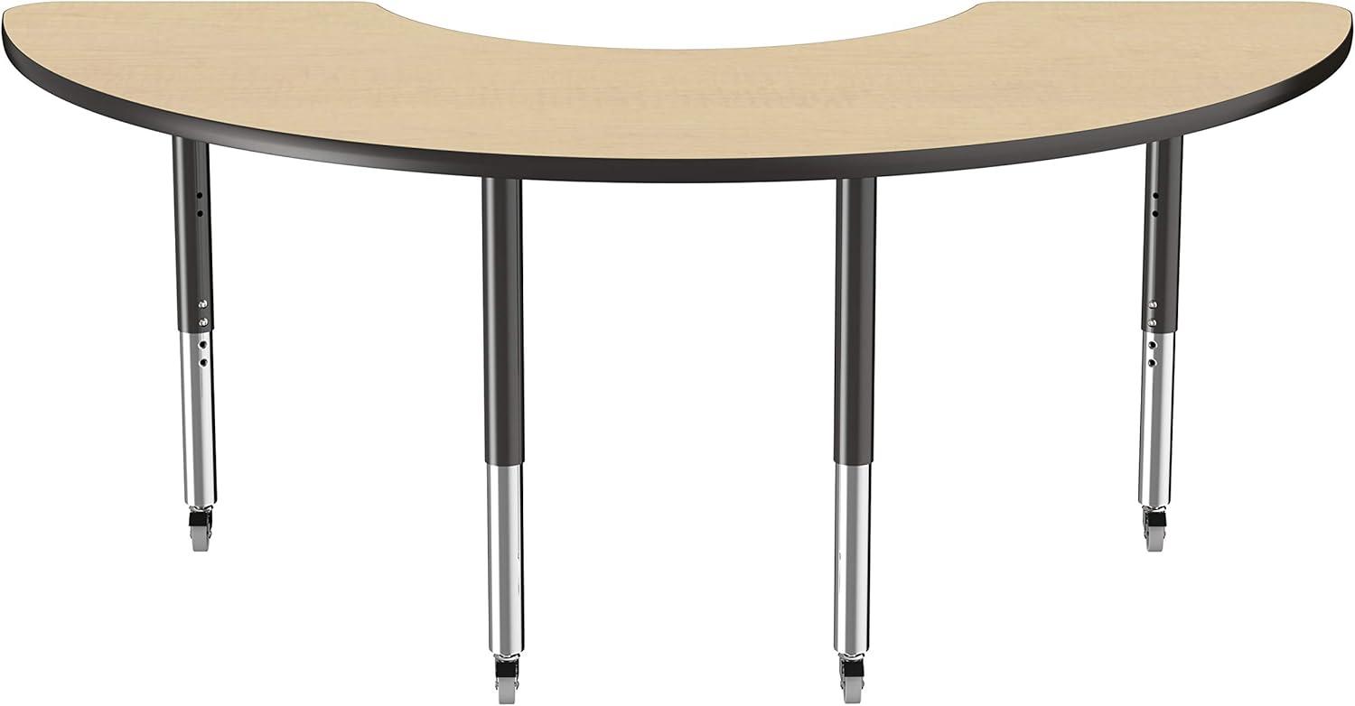 36" x 72" Half Moon T-Mold Activity Table with Adjustable Legs