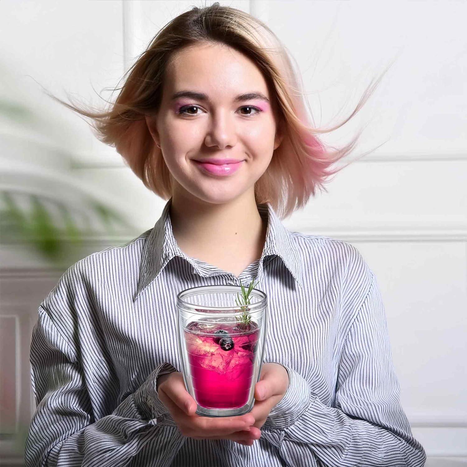 Amazing Abby - Alaska - 16-Ounce Insulated Plastic Tumblers (Set of 4), Double-Wall Plastic Drinking Glasses, All-Clear Reusable Plastic Cups, BPA-Free, Shatter-Proof, Dishwasher-Safe