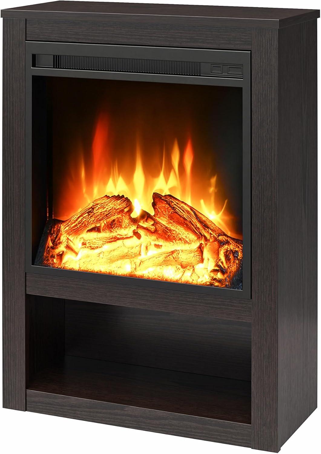 Espresso 22-Inch Electric Fireplace with Mantel and Shelf