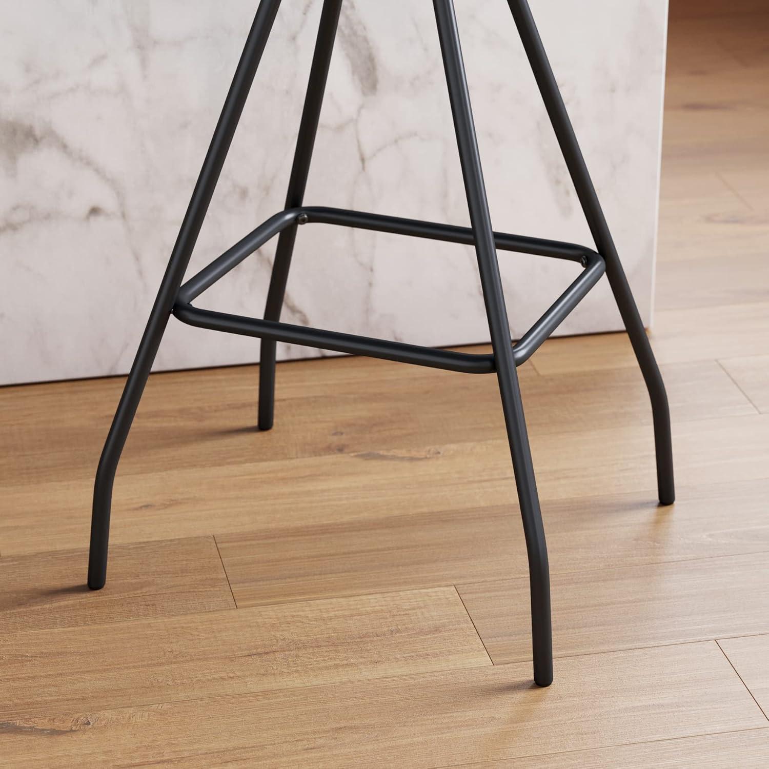 Dominique Upholstered Counter Height Barstool Distressed Dark Brown/Matte Black - Nathan James