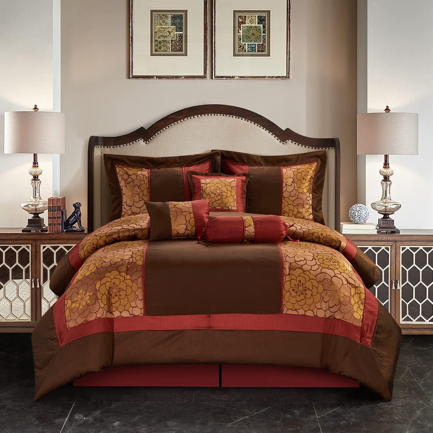 Nanshing America, Inc Sibyl 7 Piece Jacquard Comforter Set