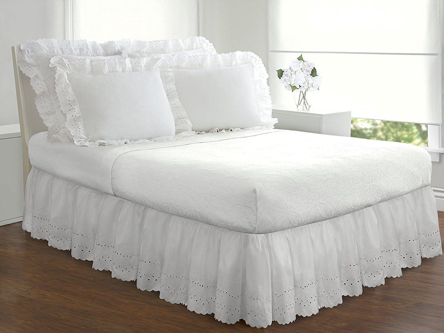 Fresh Ideas  Fresh Ideas Ruffled Eyelet Bed Skirt, 14" Drop Length & Reviews | Wayfair