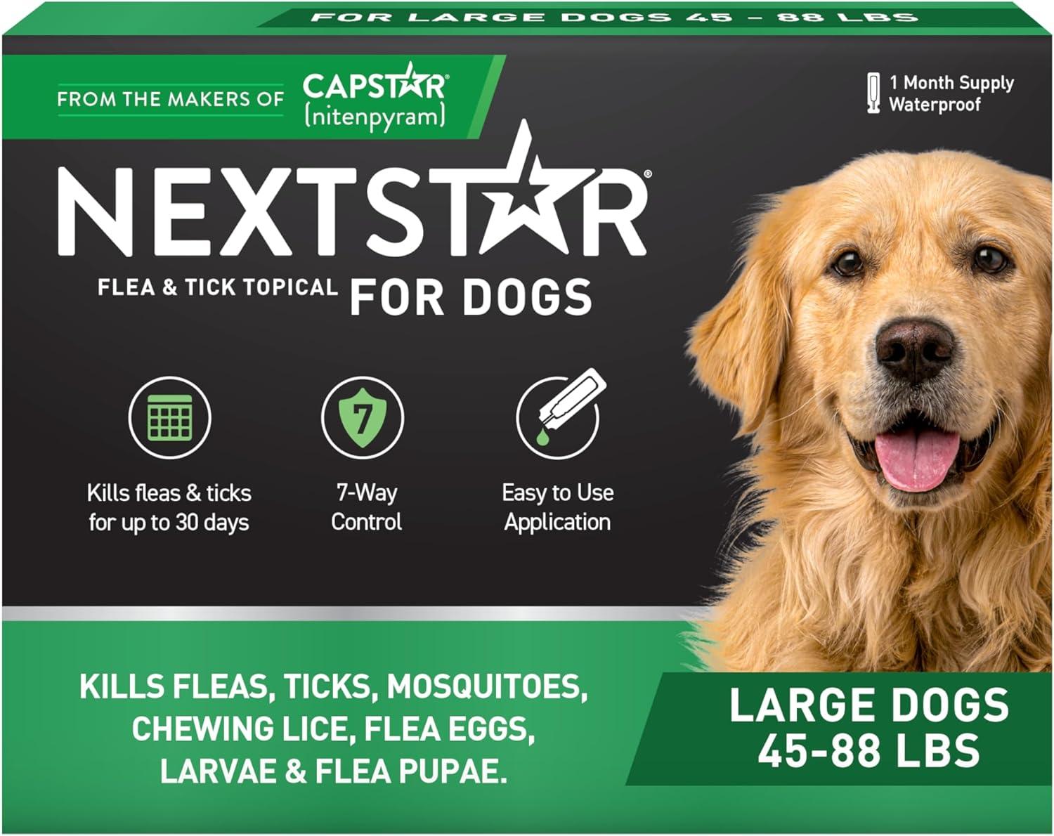 NEXTSTAR Flea & Tick Topical Prevention for Dogs 45-88 lbs, 1-Month Supply