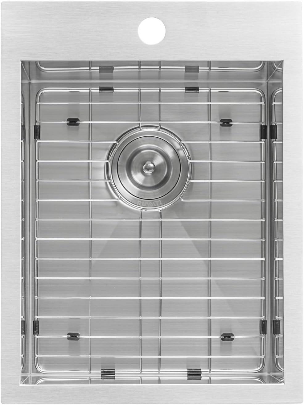 Ruvati RVH8110 15 x 20 in. Drop-in Topmount Bar Prep Sink 16 Gauge Stainless Steel Single Bowl