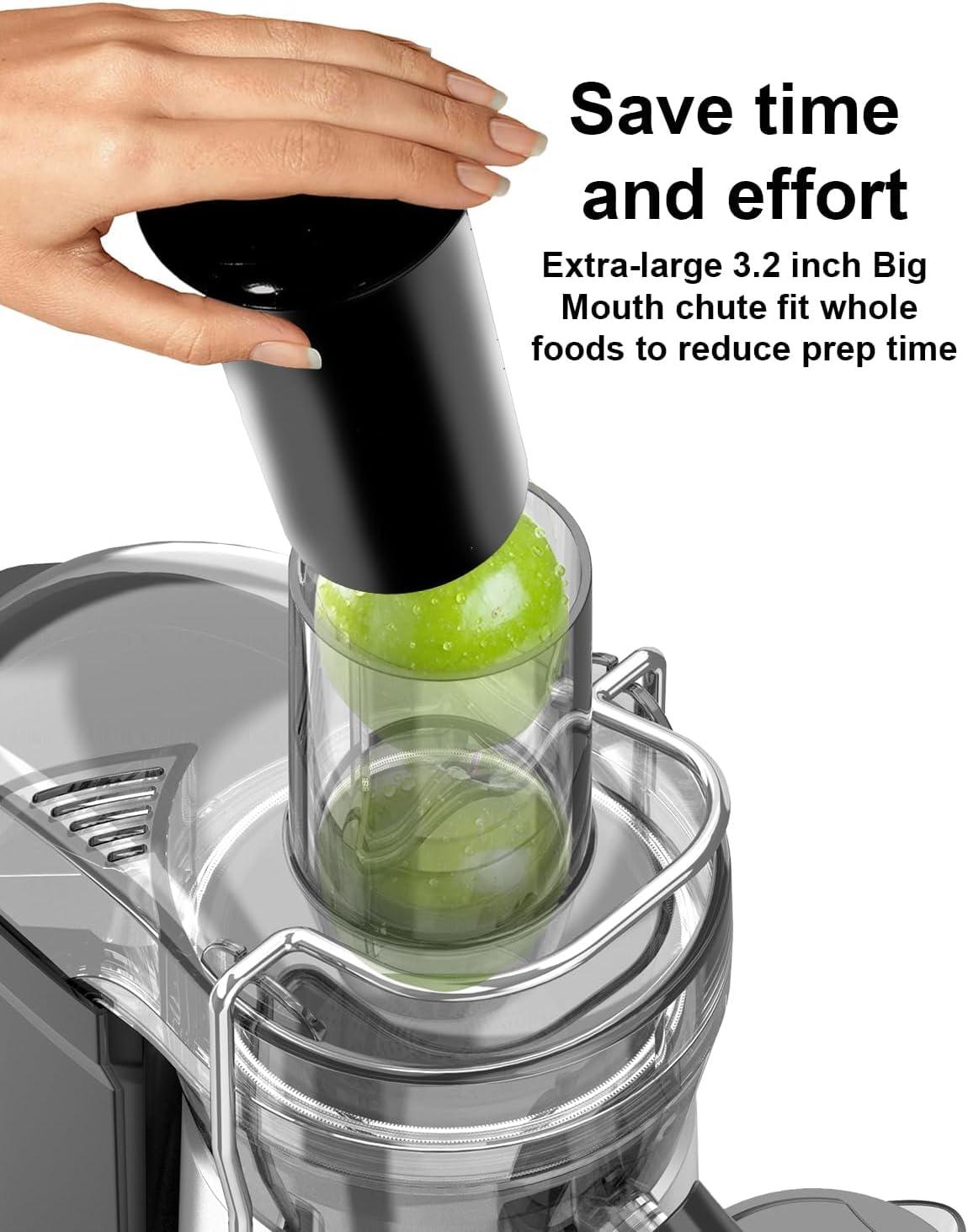 SiFENE 1000W Centrifugal Juicer Machine, 3.2" Wide Chute, Dual Speed, Easy Clean, BPA-Free, Silver