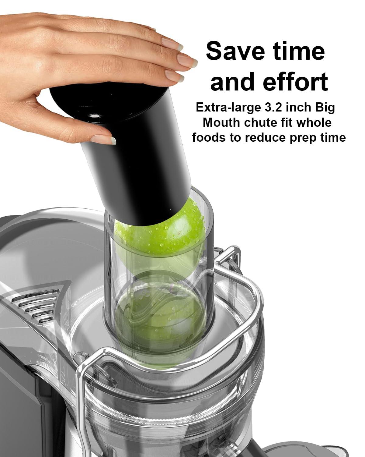 SiFENE 1000W Centrifugal Juicer Machine, 3.2" Wide Chute, Dual Speed, Easy Clean, BPA-Free, Silver