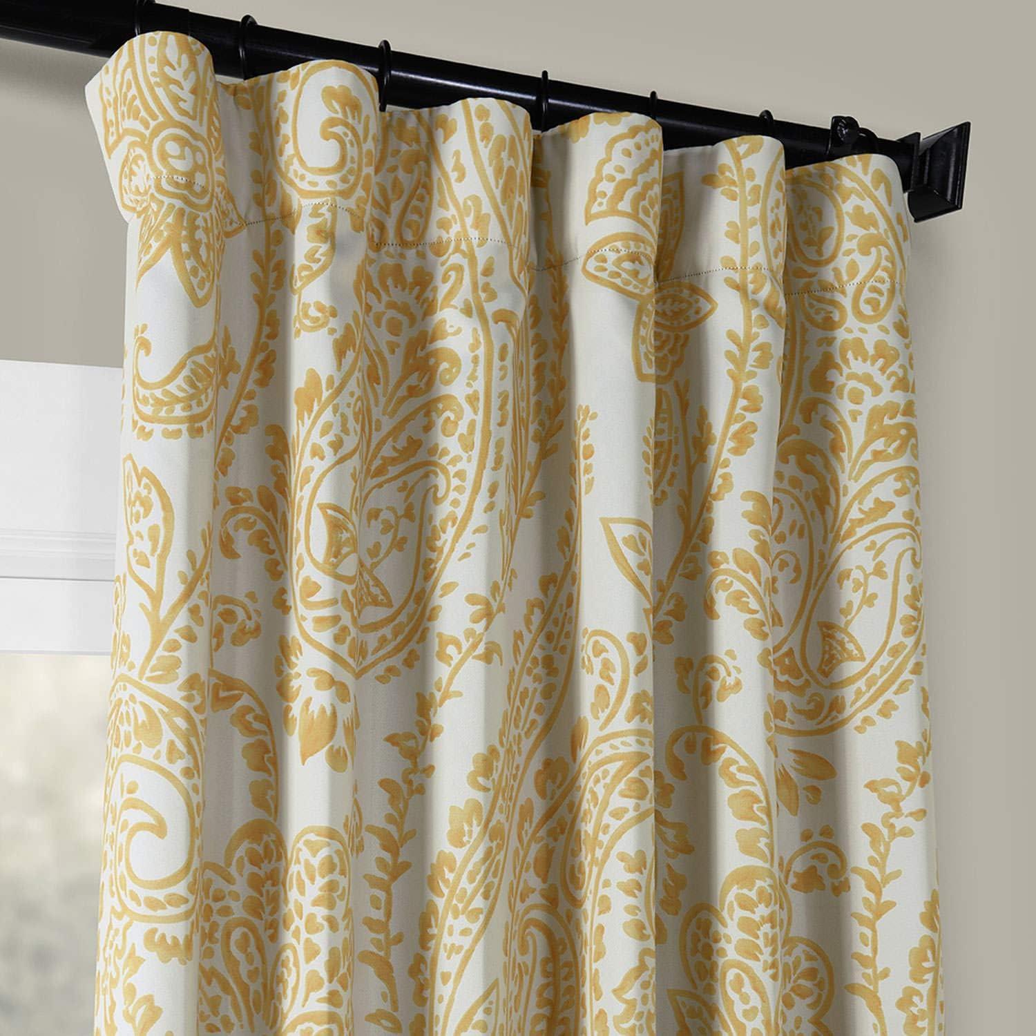 Tea Time Yellow Gold Blackout Polyester Window Panel