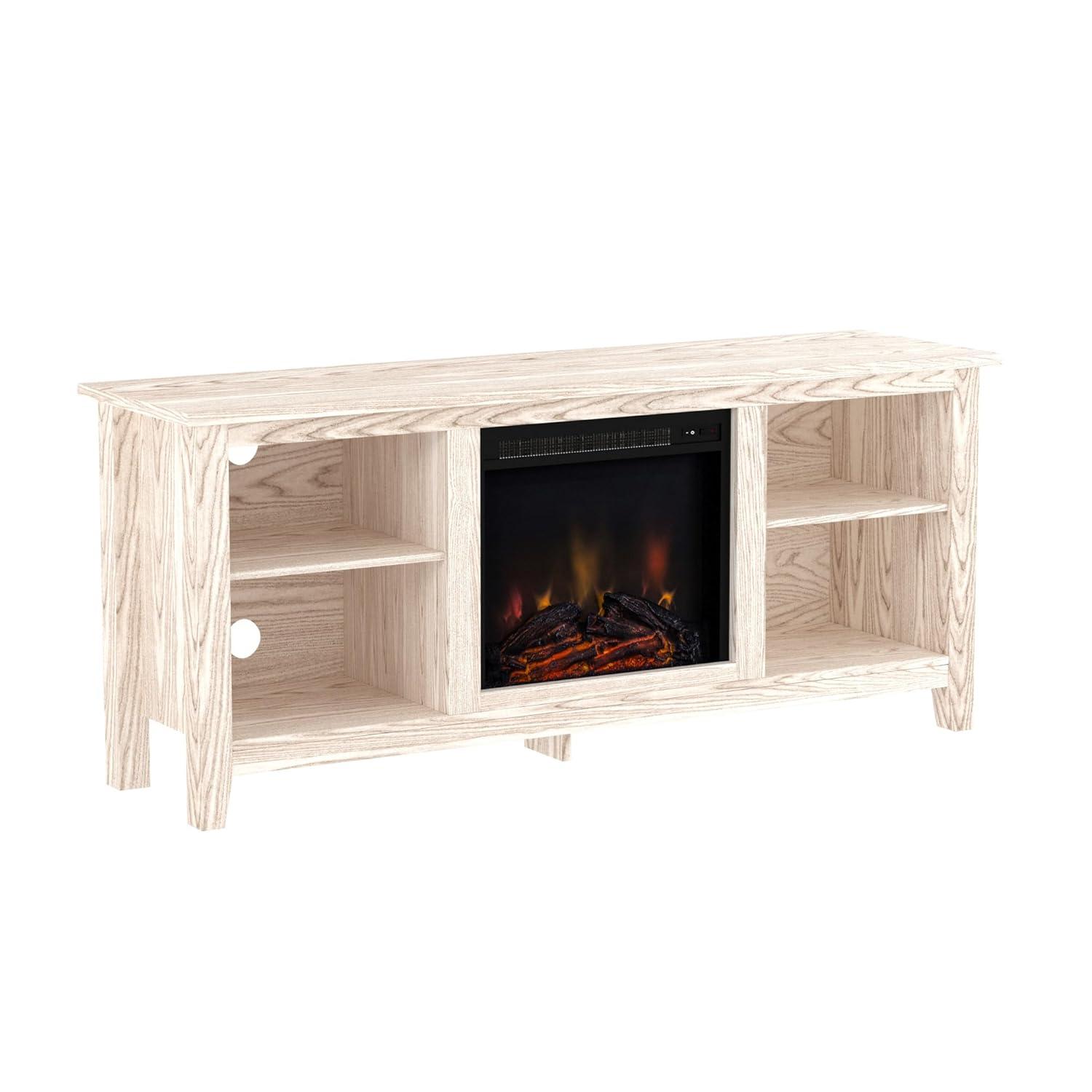 Walker Edison Traditional Fireplace TV Stand for TVs up to 64" - Whitewash