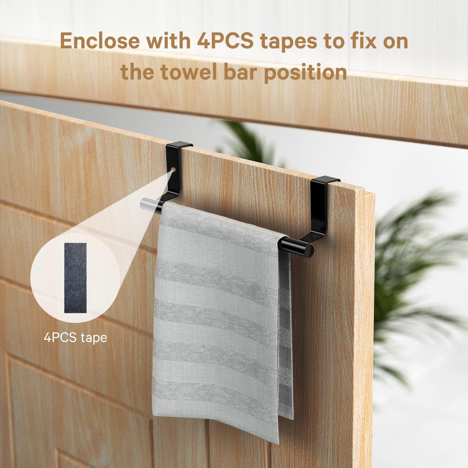 Stainless Steel Over Door Towel Rack Bar Holders for Universal Fit on Over Cabinet Cupboard Doors