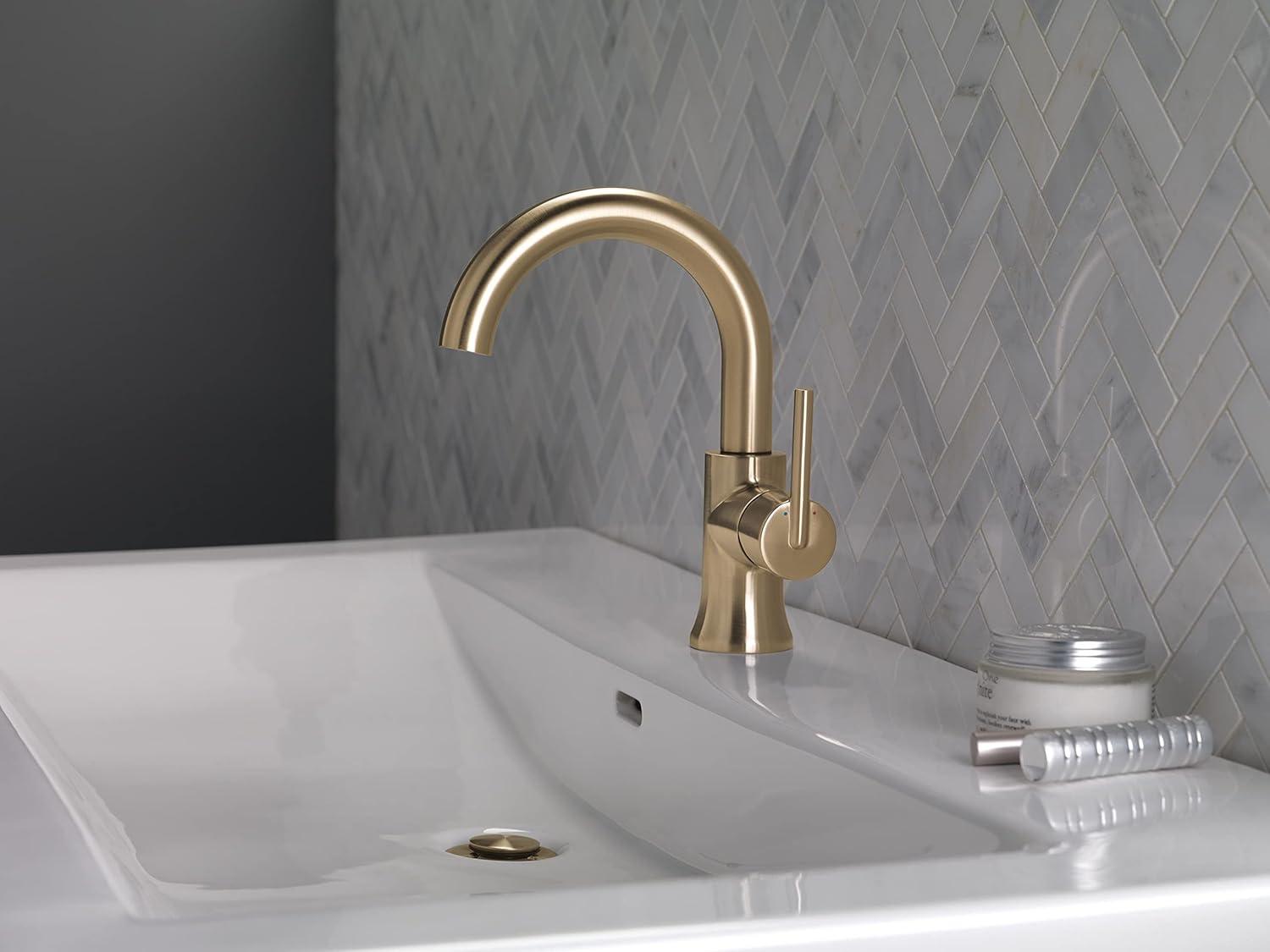 Champagne Bronze High-Arc Single Handle Bathroom Faucet