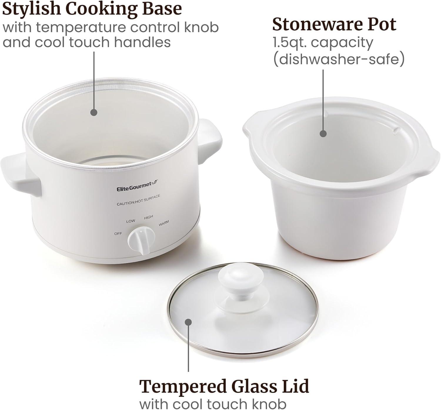 Elite Cuisine 1.5Qt. Mini Slow Cooker in Stainless Steel MST-250XW