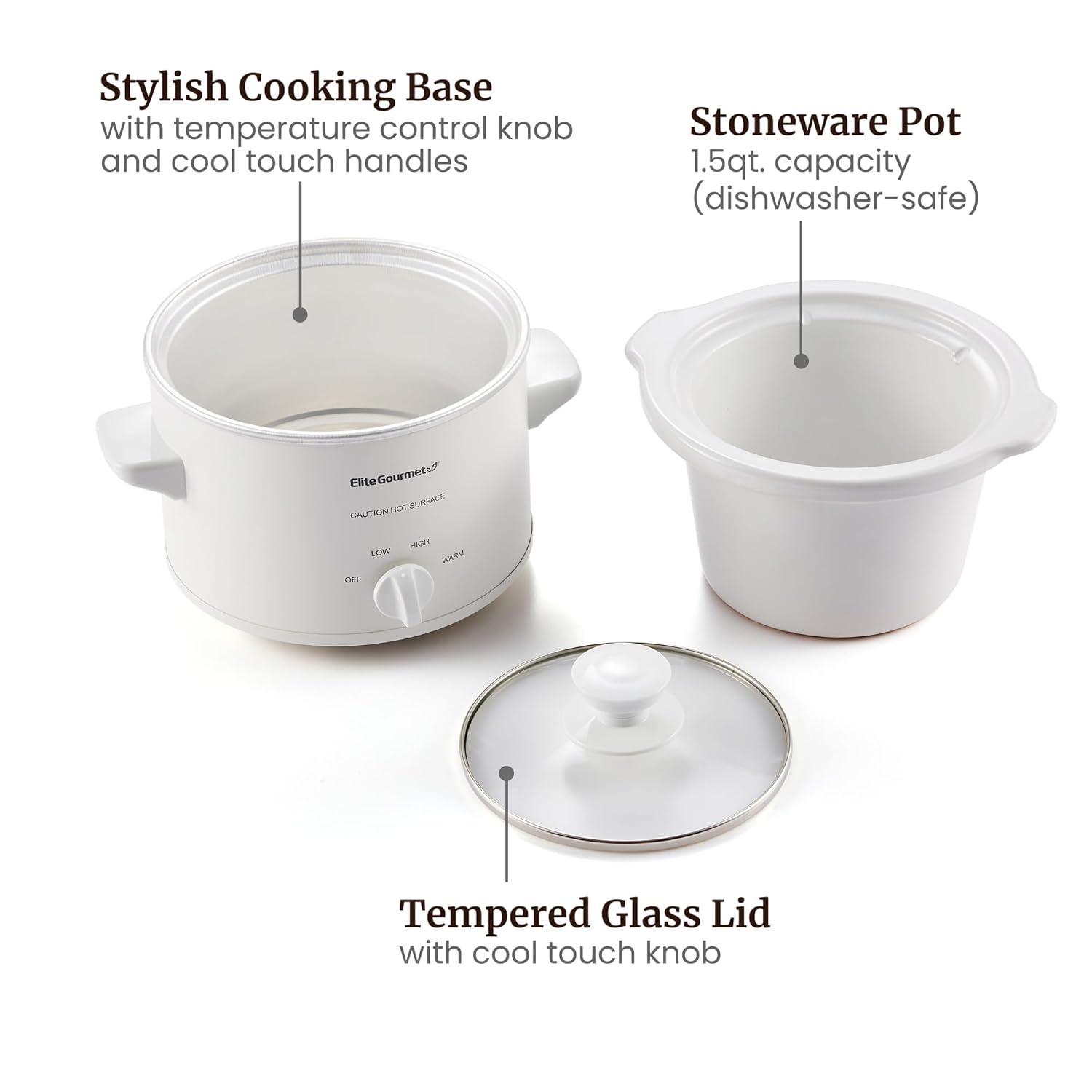 Elite Cuisine 1.5Qt. Mini Slow Cooker in Stainless Steel MST-250XW