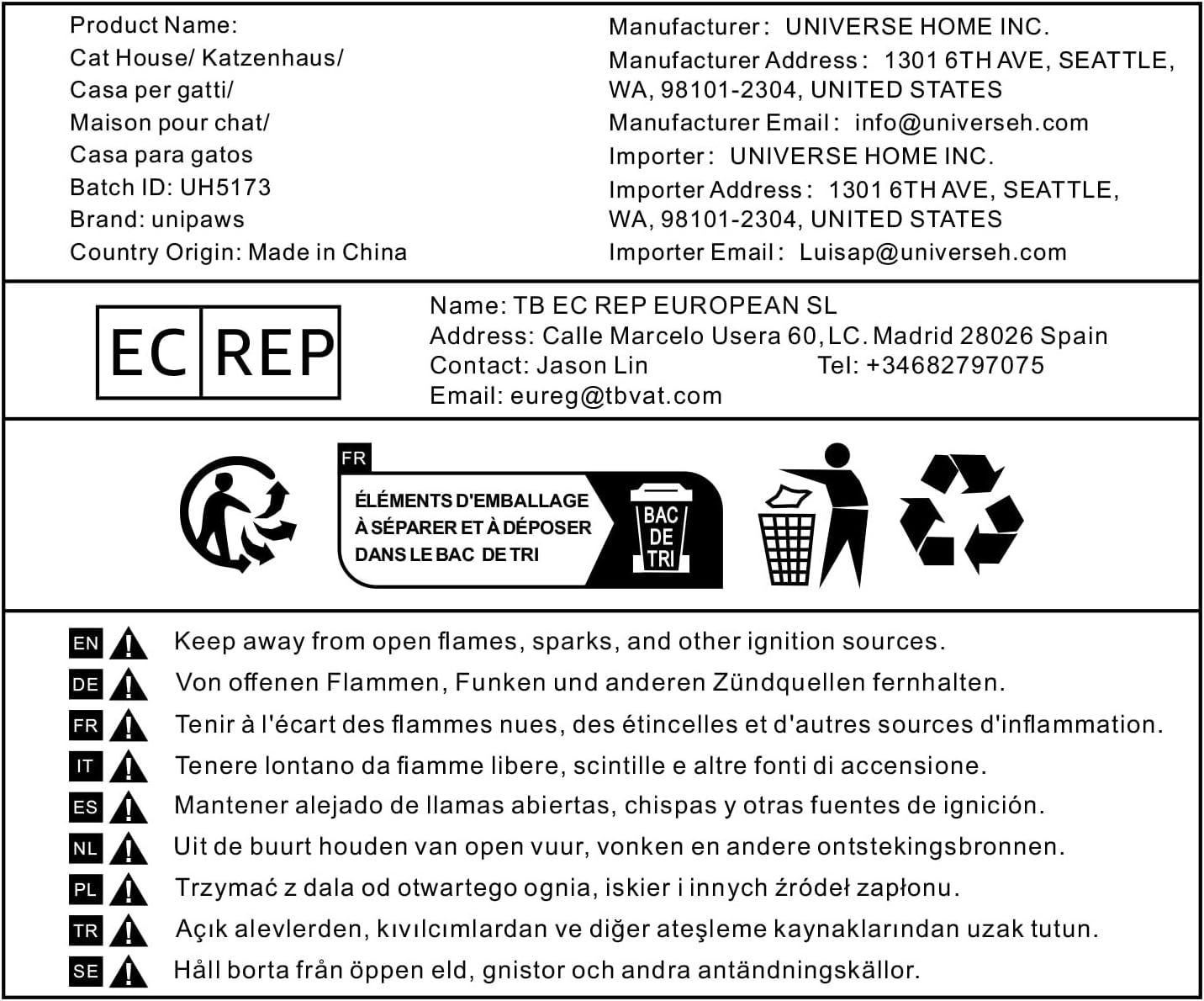 Unipaws Muebles de Caja de Arena para Gatos de Diseñador Banco de Almacenamiento para Baño de Gatos, Gris Envejecido