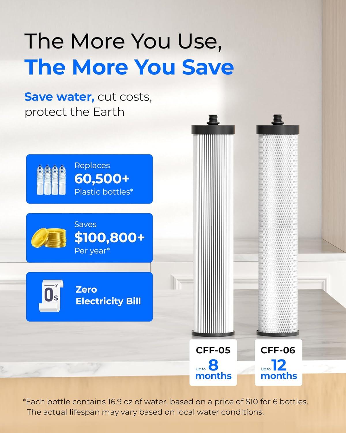 Stainless Steel Countertop Filter System, Faucet Water Filter