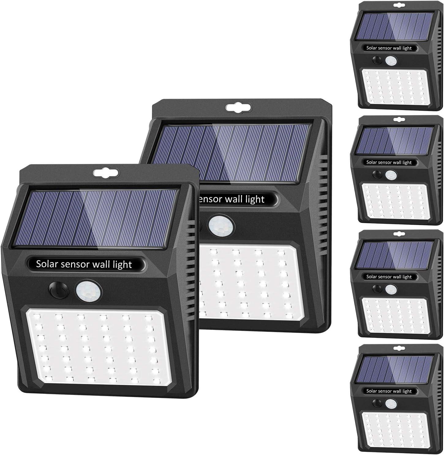 OriginalSourcing 6 Pack Led Solar Outdoor Motion Sensor Lights for Holiday Christmas Decoration Yard Garden, Solar Powered Wall Lights, 3 Modes, IP65 Waterproof Summer Lights