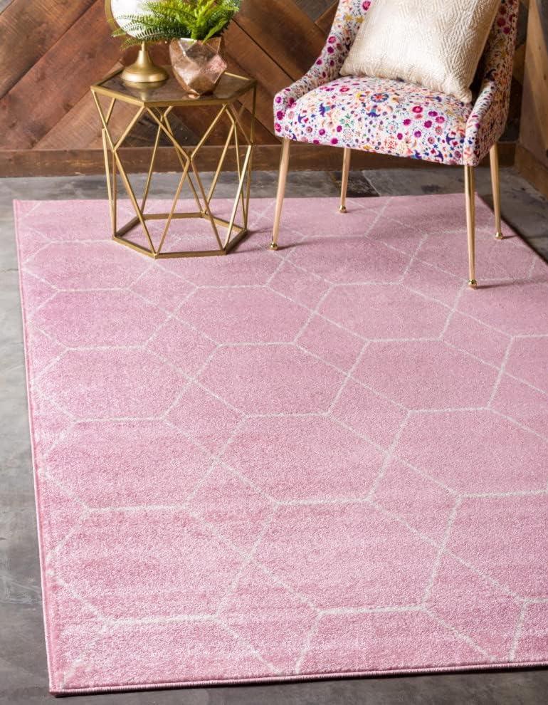 Unique Loom 7' 0 x 10' 0 Trellis Frieze Geometric Light Pink Area Rug